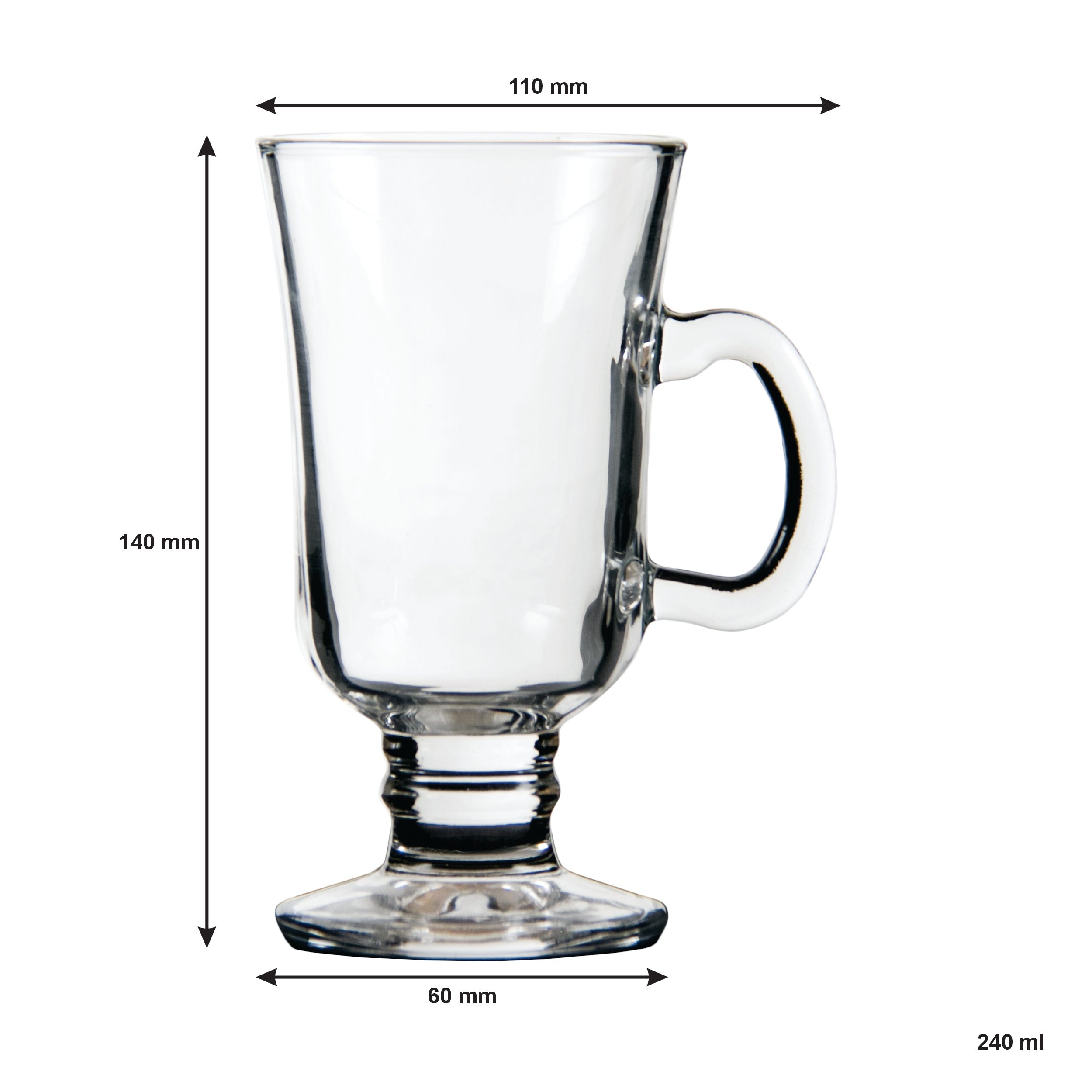 REGENT FOOTED GLASS MUG, 240ML