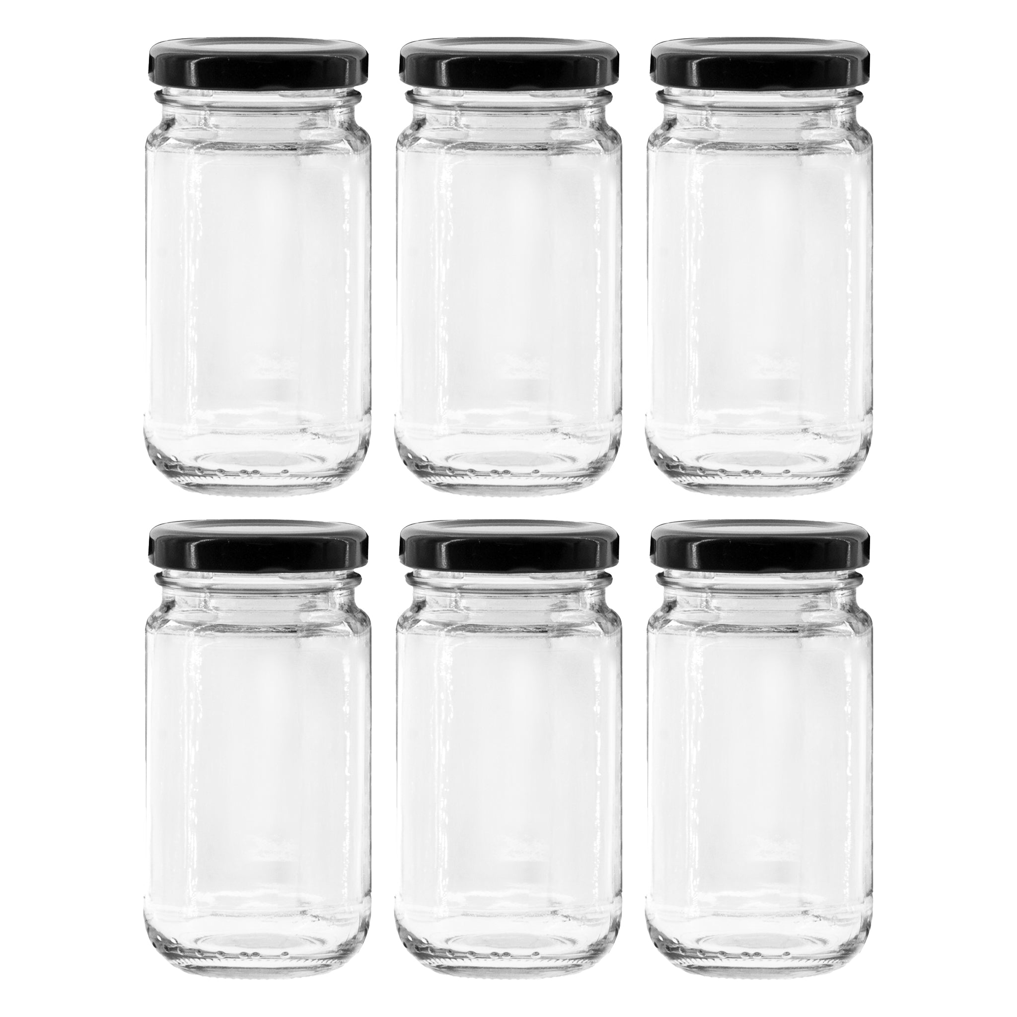 CONSOL SHEER JARS WITH BLACK LIDS 6PK, 125ML