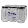 CONSOL SHEER JARS WITH BLACK LIDS 6PK, 125ML