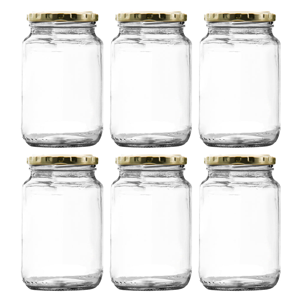 CONSOL ROUND JARS WITH GOLD LIDS 6PK, 375ML