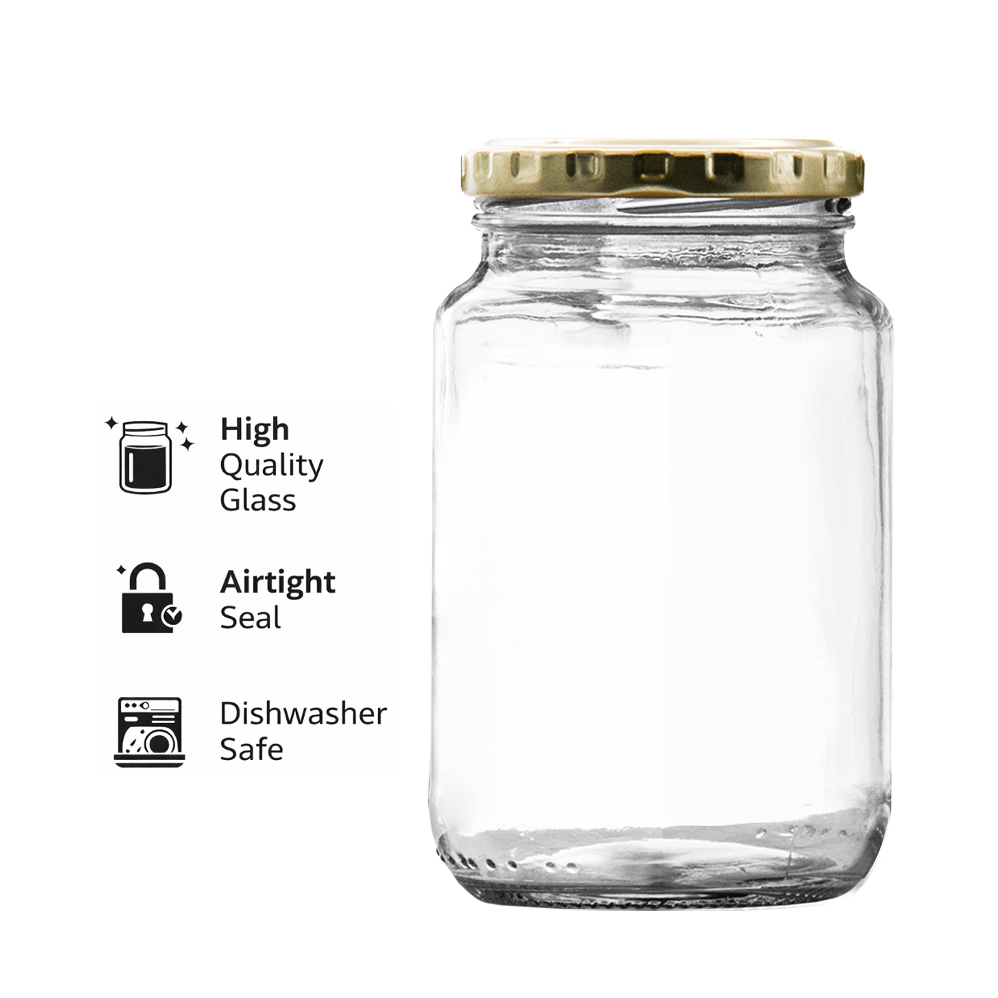 CONSOL ROUND JARS WITH GOLD LIDS 6PK, 375ML