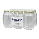 CONSOL ROUND JARS WITH GOLD LIDS 6PK, 375ML