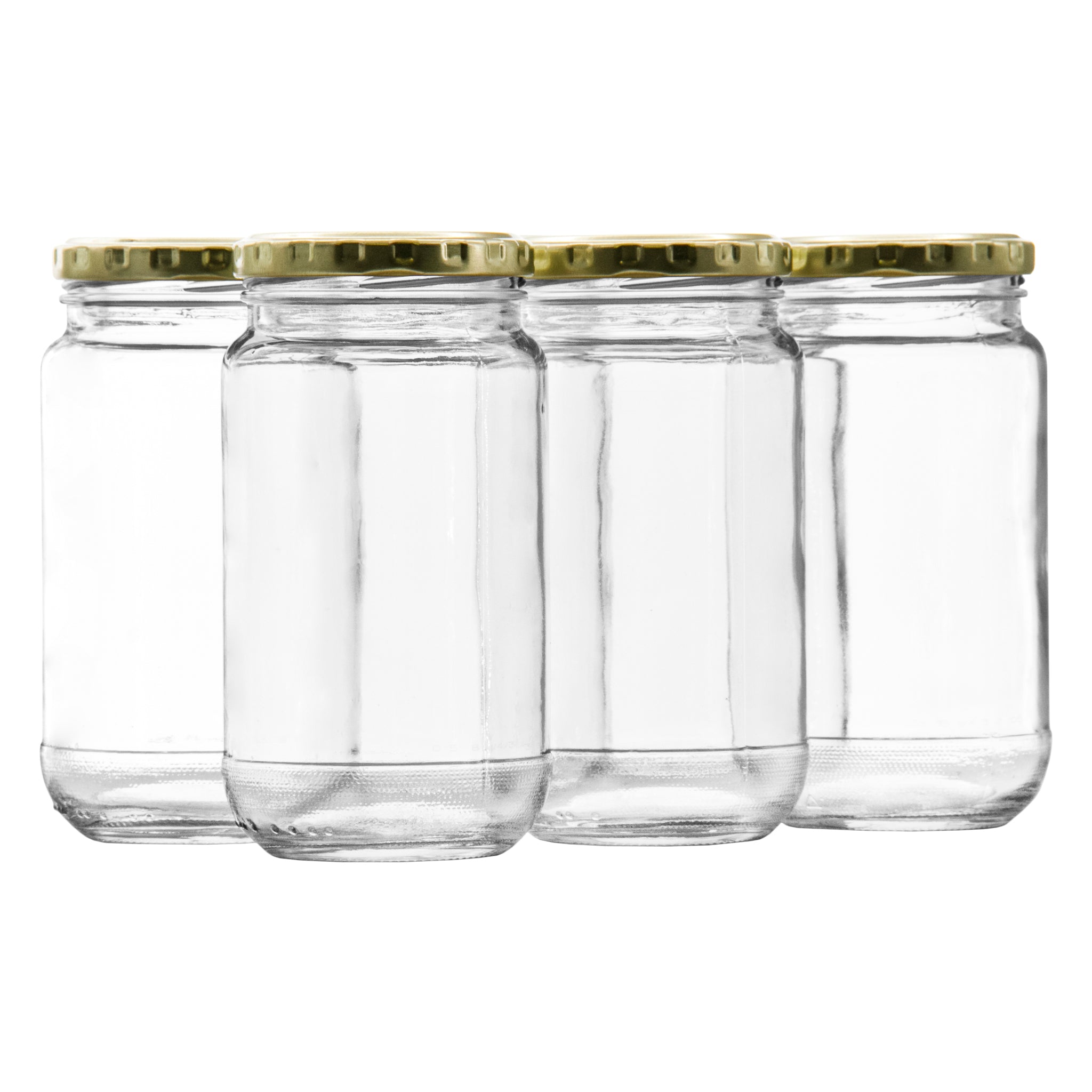 CONSOL SHEER JARS ROUND WITH GOLD LIDS 6PK, 375ML