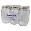 CONSOL SHEER JARS ROUND WITH GOLD LIDS 6PK, 375ML
