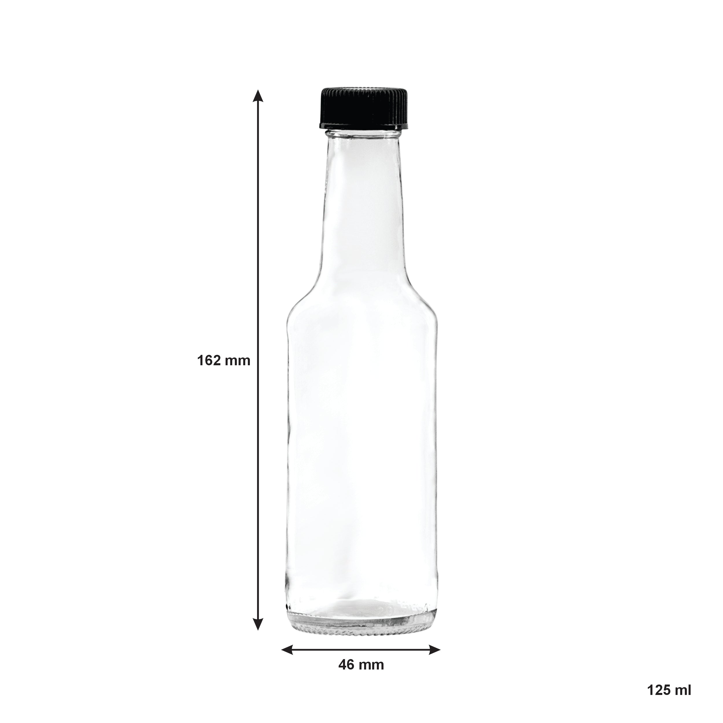CONSOL WORCESTER SAUCE BOTTLES WITH BLACK LIDS 6PK, 125ML