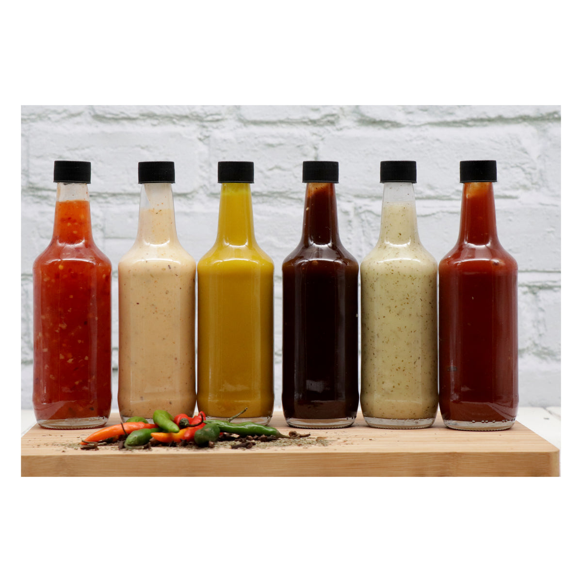 CONSOL WORCESTER SAUCE BOTTLES WITH BLACK LIDS 6PK, 250ML