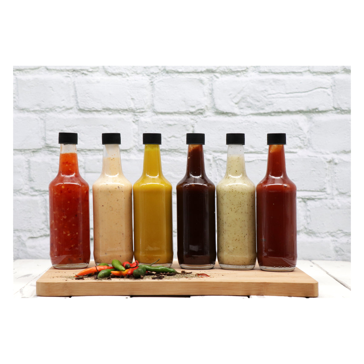 CONSOL WORCESTER SAUCE BOTTLES WITH BLACK LIDS 6PK, 250ML