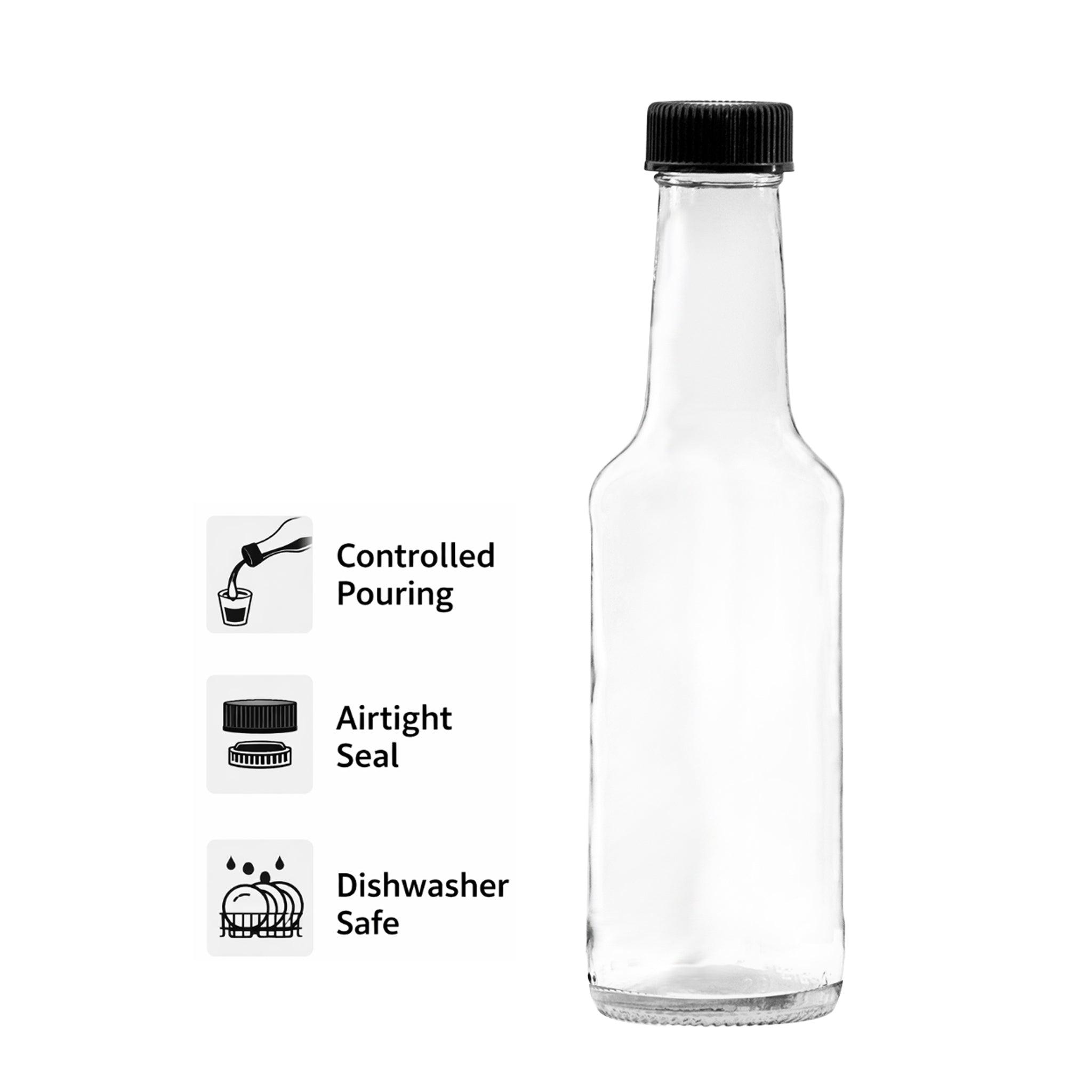 CONSOL WORCESTER SAUCE BOTTLES WITH BLACK LIDS 6PK, 250ML