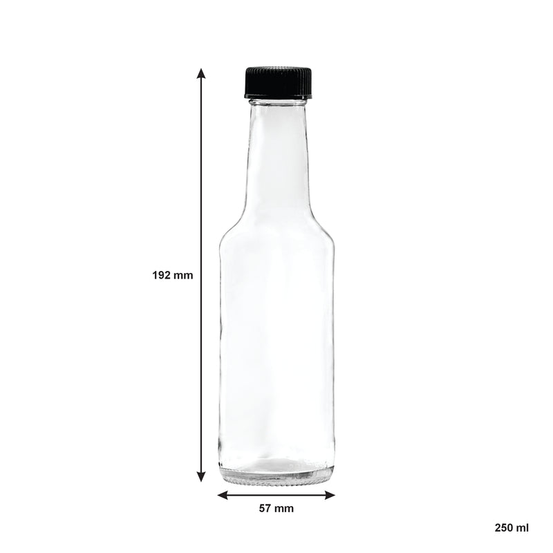 CONSOL WORCESTER SAUCE BOTTLE WITH BLACK LID 6 PACK, 250ML (192X57MM DIA)