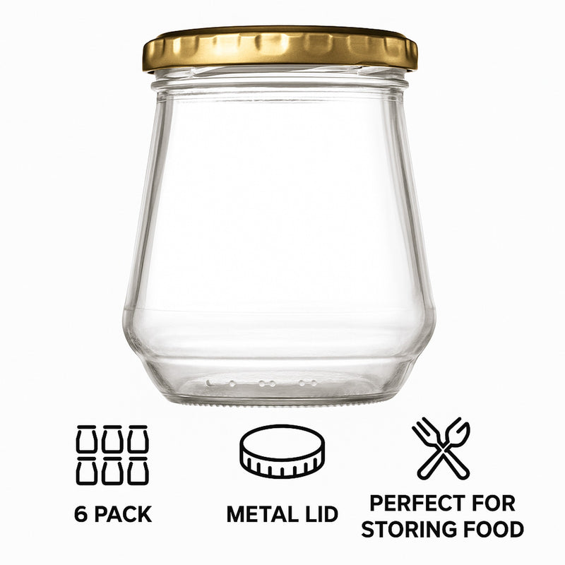 CONSOL CONICAL JAR WITH GOLD LID 6PK, 375ML