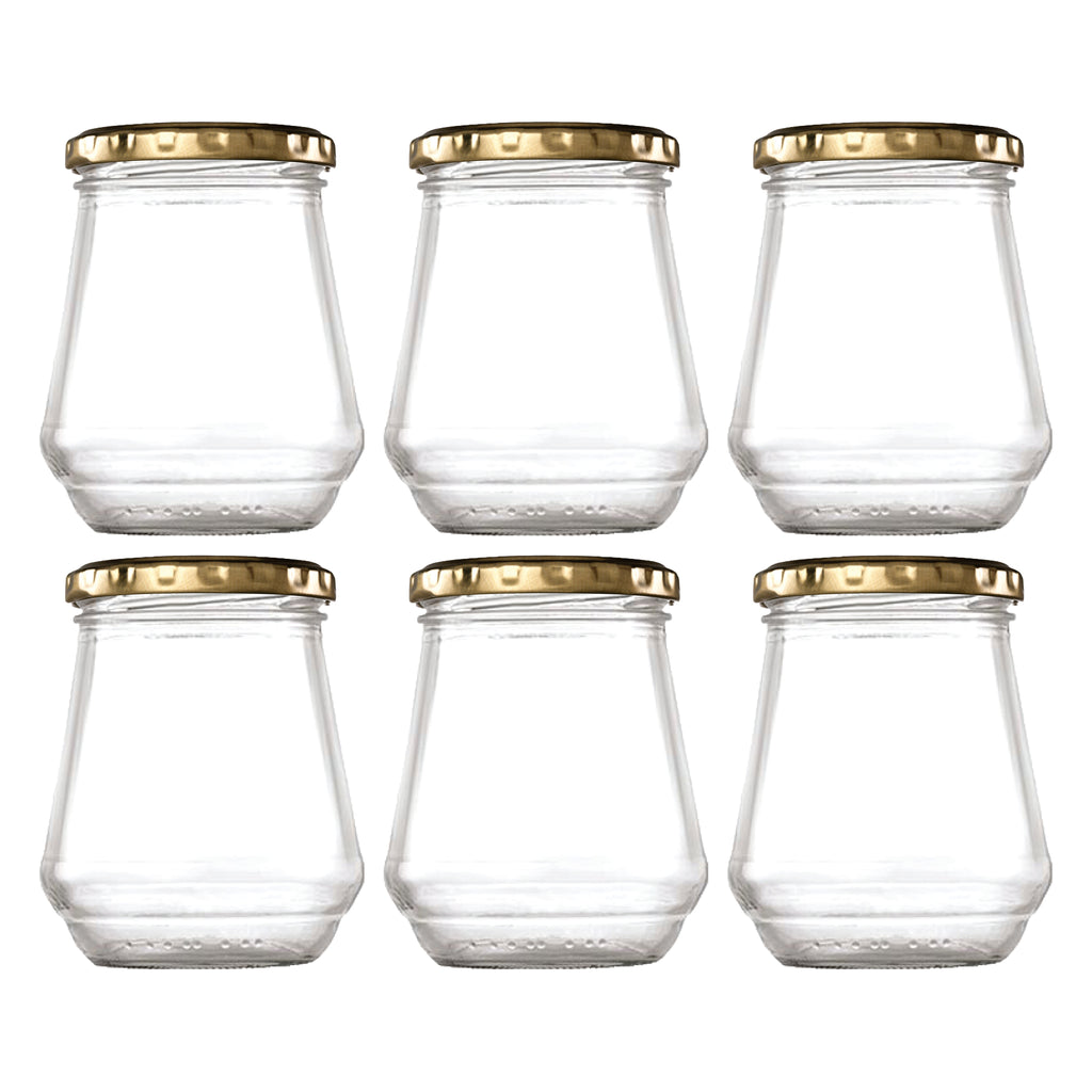 CONSOL CONICAL JARS WITH GOLD LIDS 6PK, 375ML