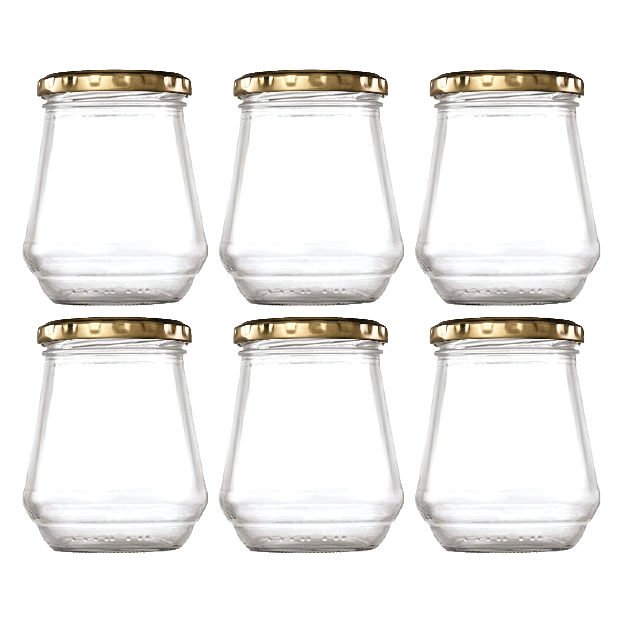 CONSOL CONICAL JARS WITH GOLD LIDS 6PK, 375ML