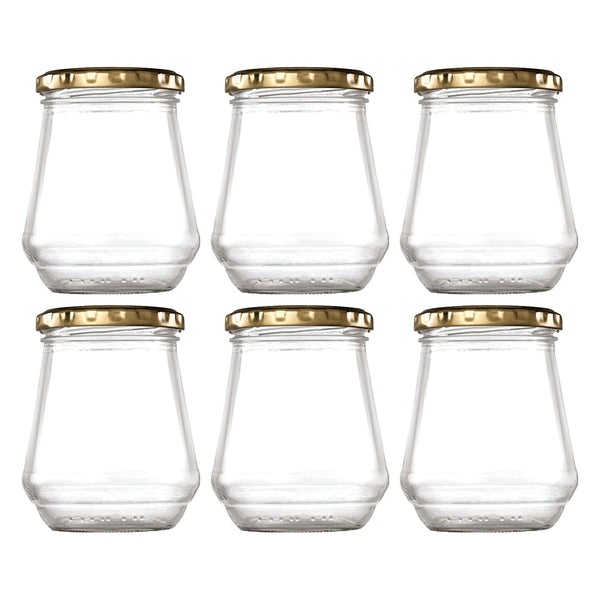 CONSOL CONICAL JAR WITH GOLD LID 6 PACK, 375ML