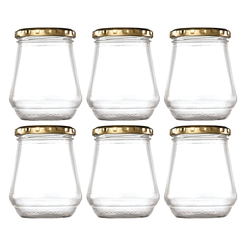CONSOL CONICAL JAR WITH GOLD LID 6 PACK, 375ML (108X90MM DIA)