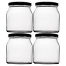REGENT ROUND JAR WITH BLACK LID 4 PACK, 500ML