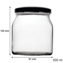 REGENT ROUND JAR WITH BLACK LID 4 PACK, 500ML (100X92MM DIA)