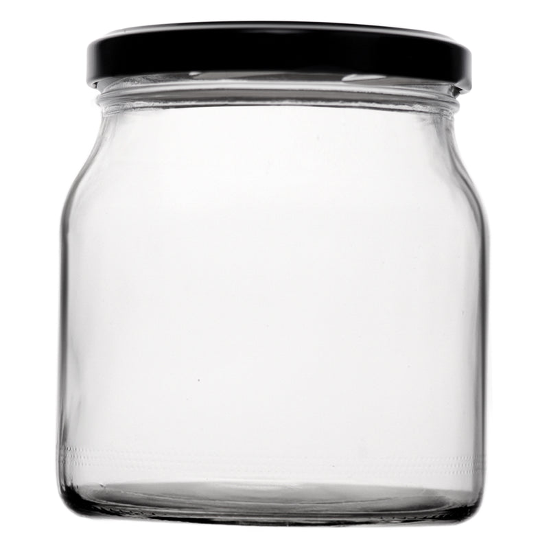 REGENT ROUND JAR WITH BLACK LID 4 PACK, 500ML