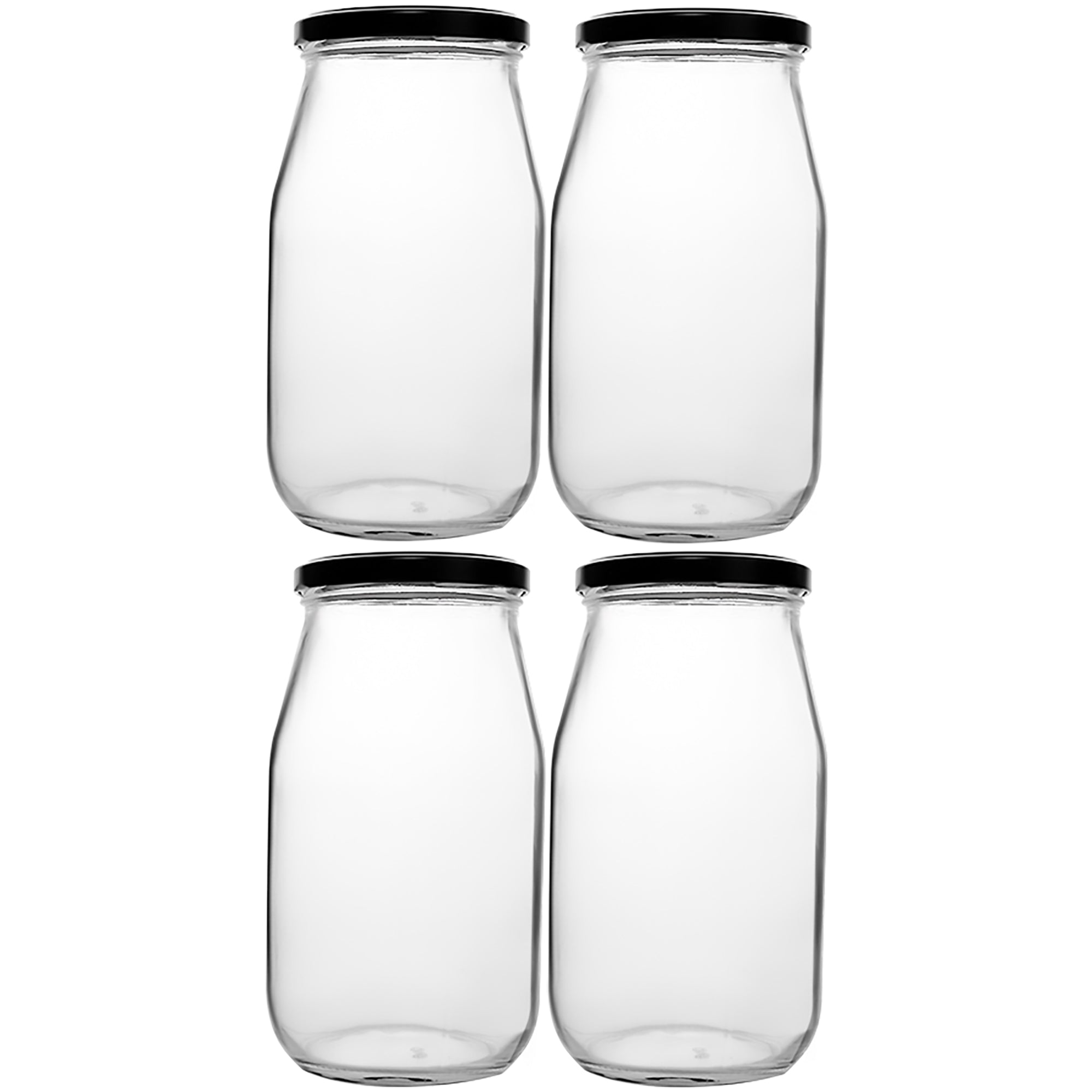 REGENT MAYO GLASS JARS WITH BLACK LIDS 4PK, 1L