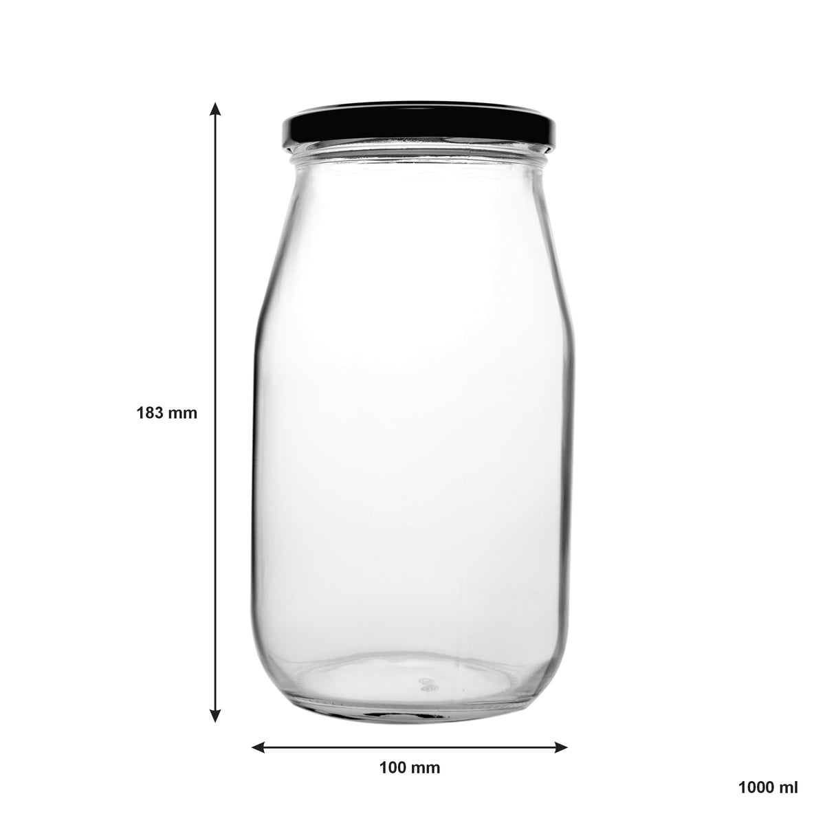 REGENT MAYO GLASS JARS WITH BLACK LIDS 4PK, 1L