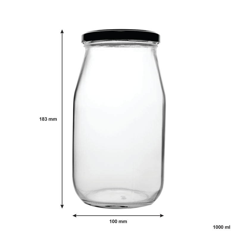 REGENT MAYO JAR WITH BLACK LID 4 PACK, 1LT