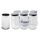 CONSOL SHEER JAR WITH BLACK LID 6 PACK, 250ML (57MM DIAX120MM)