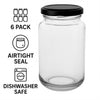 CONSOL SHEER JARS WITH BLACK LIDS 6PK, 250ML