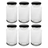 CONSOL SHEER JARS WITH BLACK LIDS 6PK, 250ML