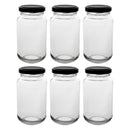 CONSOL SHEER JAR WITH BLACK LID 6 PACK, 250ML (57MM DIAX120MM)