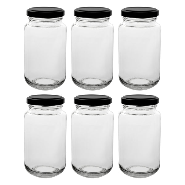 CONSOL SHEER JAR WITH BLACK LID 6 PACK, 250ML
