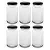 CONSOL SHEER JAR WITH BLACK LID 6 PACK, 250ML (57MM DIAX120MM)