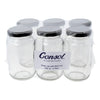 CONSOL SHEER JARS WITH BLACK LIDS 6PK, 250ML