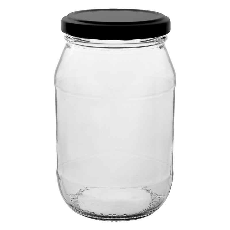CONSOL FARRAGO JAR WITH BLACK LID 6 PACK, 375ML (124X67MM DIA)