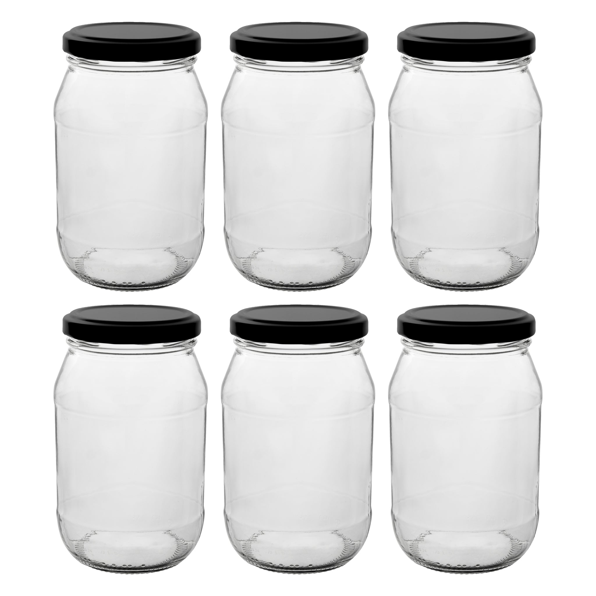 CONSOL FARRAGO JARS WITH BLACK LIDS 6PK, 375ML