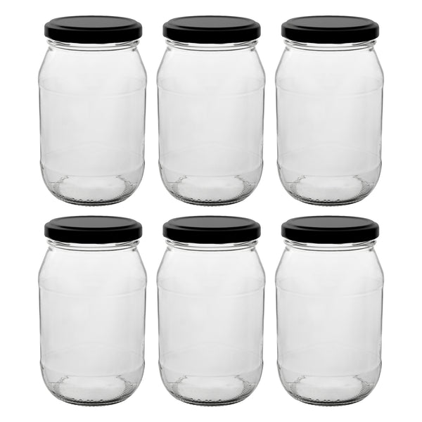 CONSOL FARRAGO JAR WITH BLACK LID 6 PACK, 375ML