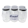 CONSOL FARRAGO JARS WITH BLACK LIDS 6PK, 375ML