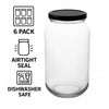 CONSOL ROUND JARS WITH BLACK LIDS 6PK, 750ML