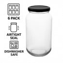 CONSOL ROUND JAR WITH BLACK LID 6PK, 750ML