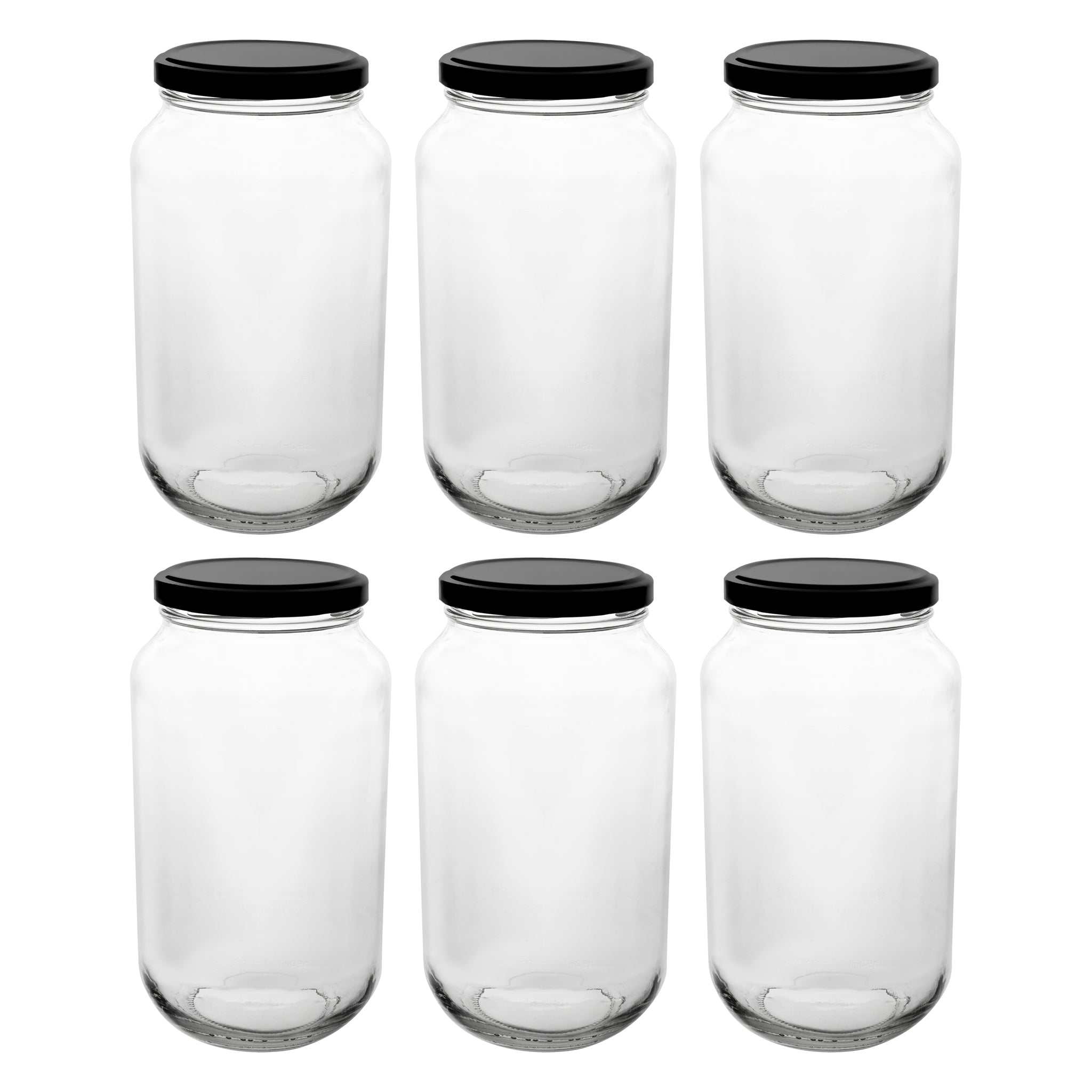 CONSOL ROUND JARS WITH BLACK LIDS 6PK, 750ML