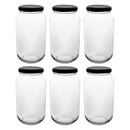 CONSOL ROUND JAR WITH BLACK LID 6 PACK, 750ML (165X85MM DIA)