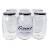 CONSOL ROUND JARS WITH BLACK LIDS 6PK, 750ML