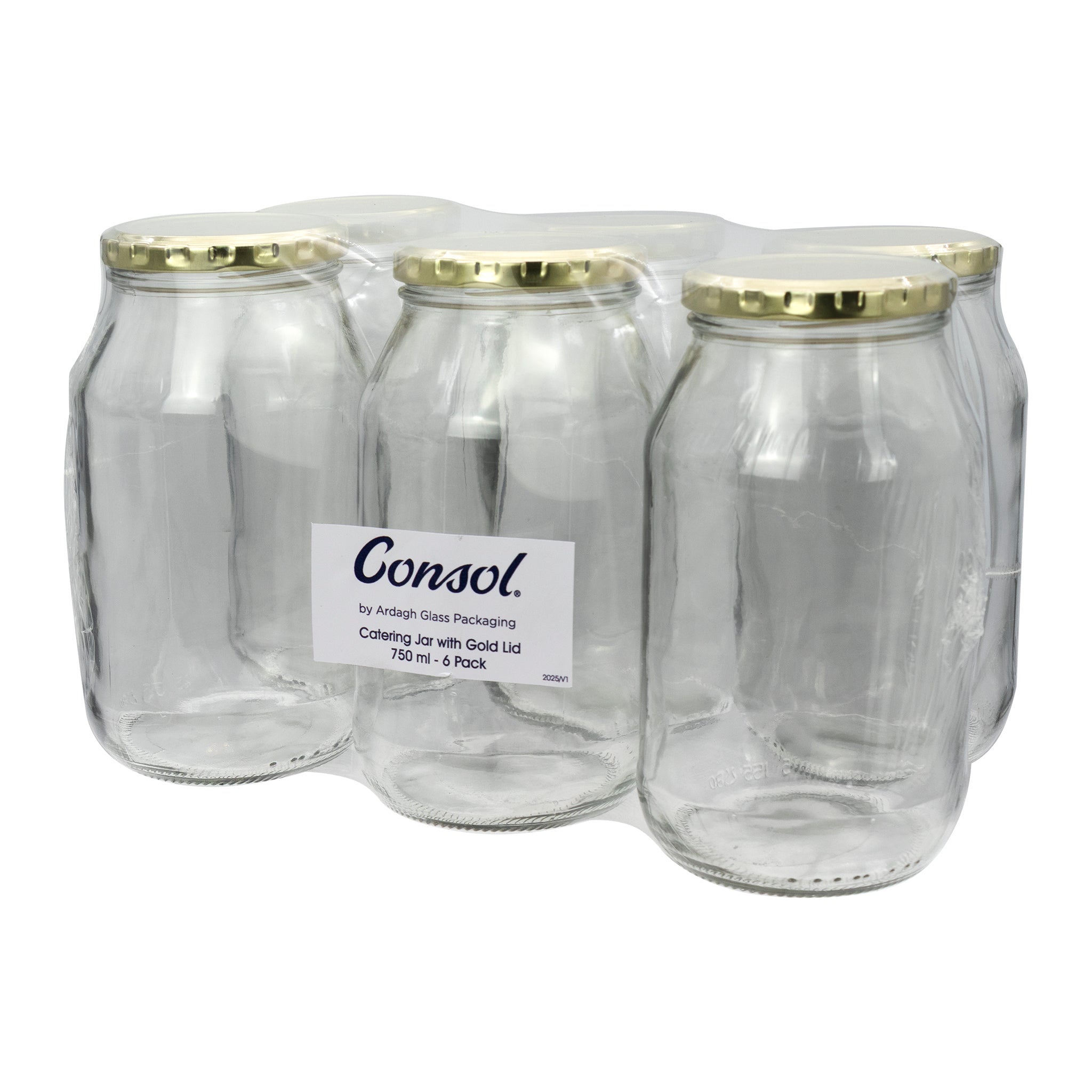 CONSOL CATERING JAR WITH GOLD LID 6PK, 750ML