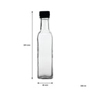 CONSOL SQUARE OIL/VINEGAR BOTTLE WITH BLACK LID 6PK, 250ML