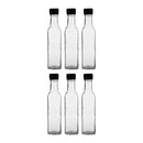 CONSOL SQUARE OIL/VINEGAR BOTTLE WITH BLACK LID 6PK, 250ML