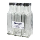 CONSOL SQUARE OIL/VINEGAR BOTTLE WITH BLACK LID 6PK, 250ML