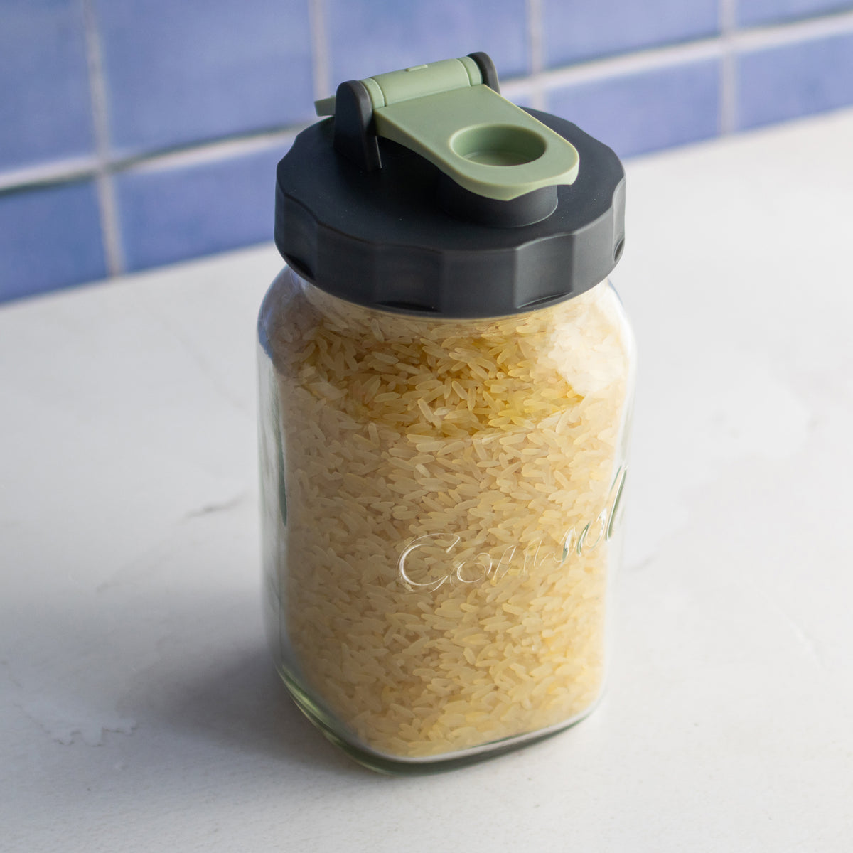 CONSOL PRESERVE JAR WITH ASSORTED COLOURED FLIP TOP LIDS, 500ML