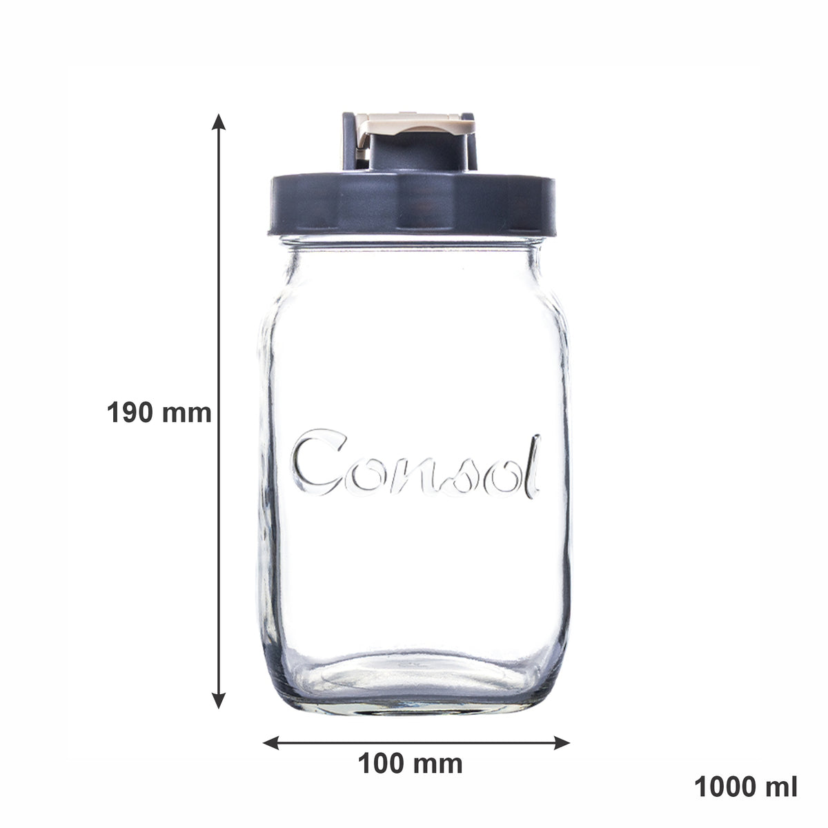 CONSOL PRESERVE JAR WITH ASSORTED COLOURED FLIP TOP LIDS, 1 L