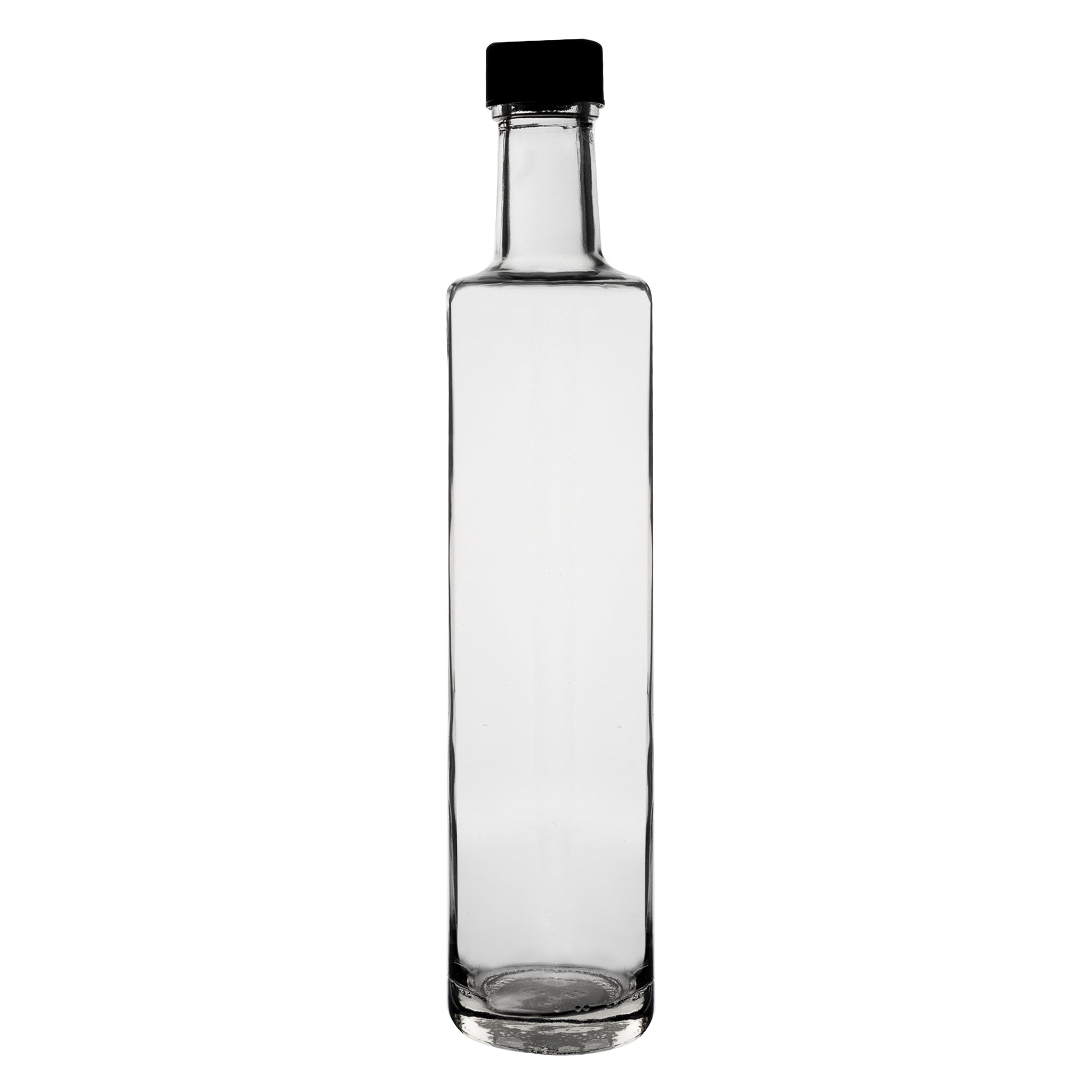 CONSOL ROUND OIL/VINEGAR BOTTLE WITH BLACK LID 6PK, 500ML