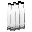 CONSOL SQUARE OIL / VINEGAR BOTTLE WITH BLACK LID 6PK, 500ML