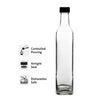 CONSOL SQUARE OIL/VINEGAR BOTTLE WITH BLACK LID 6PK, 500ML