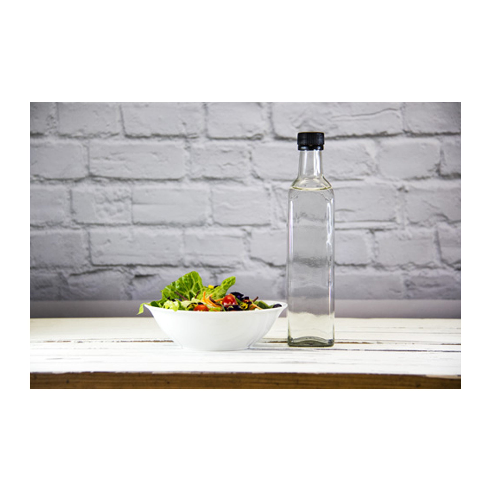 CONSOL SQUARE OIL/VINEGAR BOTTLE WITH BLACK LID 6PK, 500ML